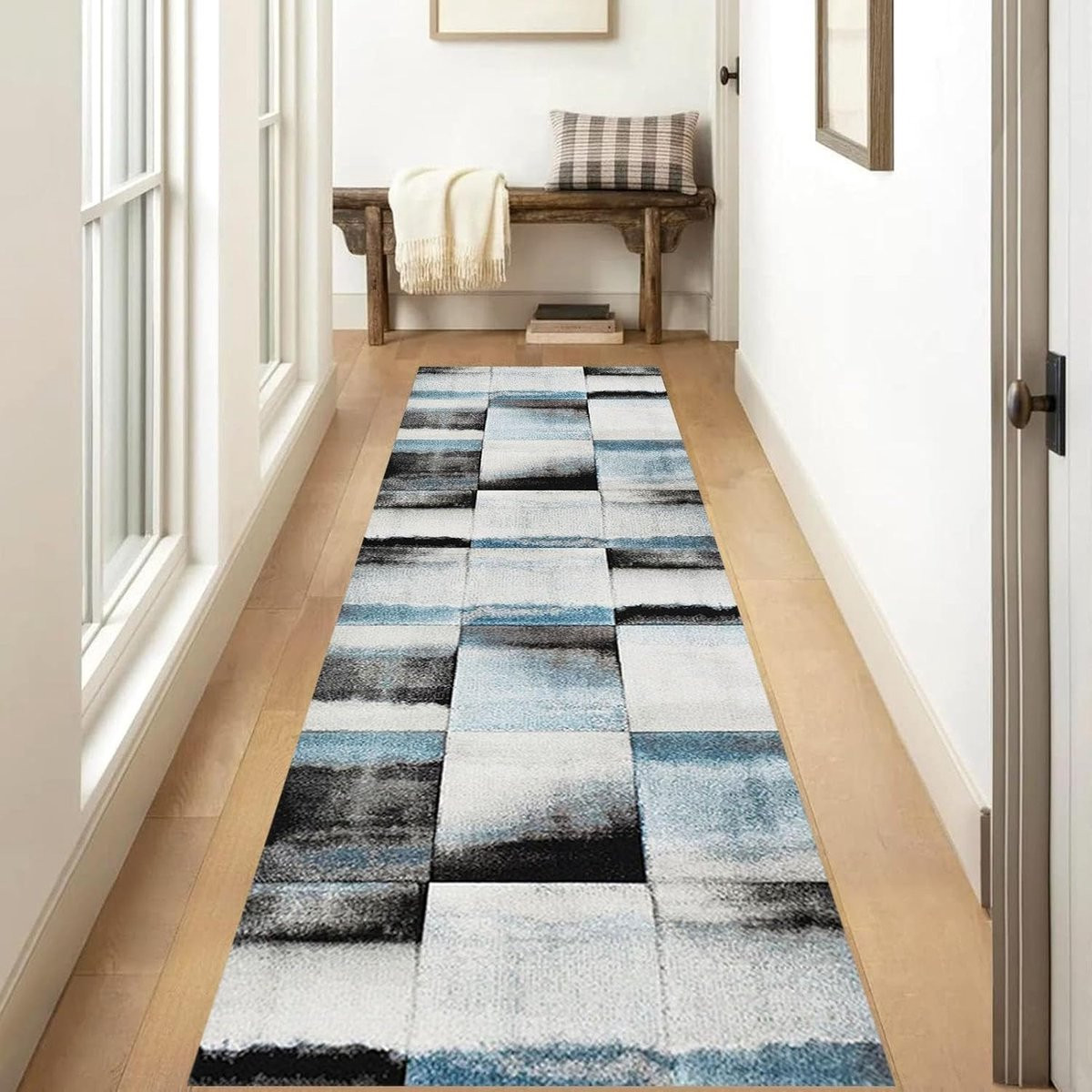 Modern Wasbaar Loperkleed voor Hal of Keuken met Antisliponderlaag, Breedte: 120 cm, Lengte: 400 cm
