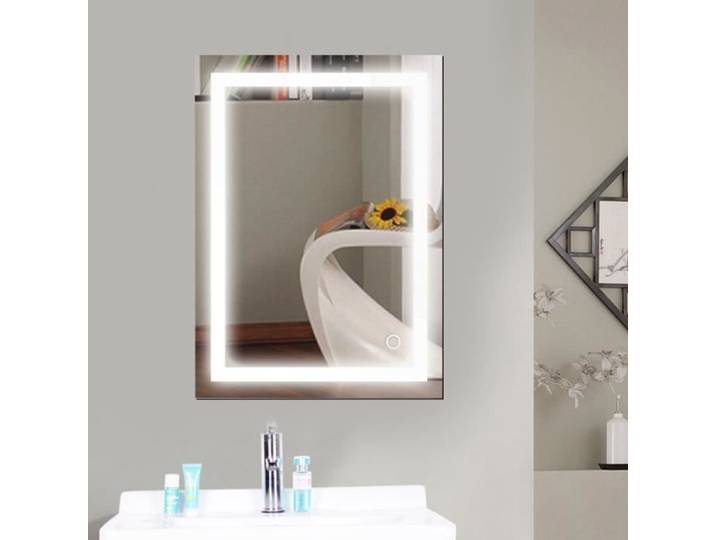 Miroir de Salle de Bain LED avec Bouton Tactile - Aluminium - 70x50 cm - Contemporain - Design