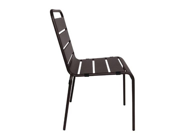 Chaise à Lattes en Acier Noire - Lot de 4 - Bolero
