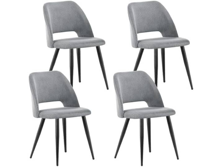 WAFTING Esszimmerstühle aus Cordstoff mit Dickem Schwamm,4er Set,Grau Mit dickem Schwamm gepolstert, separaten Metallfüßen, Moderner Polsterstuhl für Esszimmer, Wohnzimmer, Schlafzimmer,Empfang