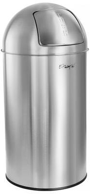 Elama 50 Liter Large 13 Gallon Push Lid Stainless Steel Cylindrical Home and Kitchen Trash Bin in Matte Silver