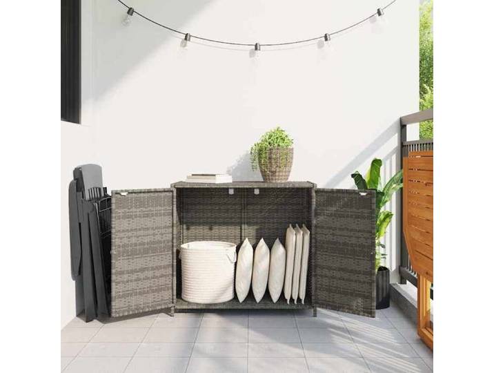 Gris Coffre de Jardin - - Armoire de rangement de jardin gris 83x45x76 cm résine tressée - Banc de Terrasse(1parcel)1570