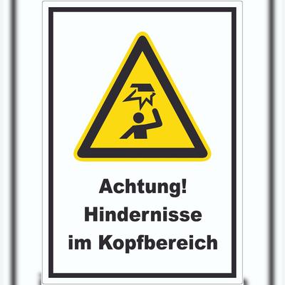 HB-Druck Achtung Hindernisse im Kopfbereich Aufkleber A8 (52x74mm)