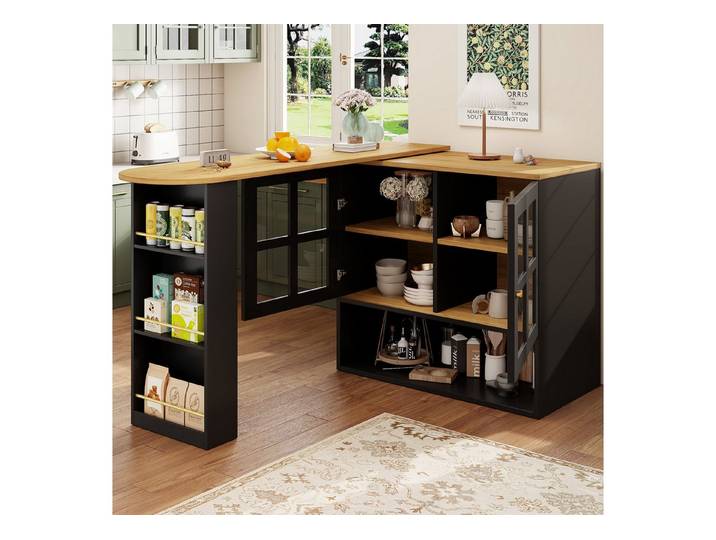 Odikalo Tresentisch Stehtisch Bartisch Couchtisch Drehbar Multifunktion Schwarz/Weiß+Natür