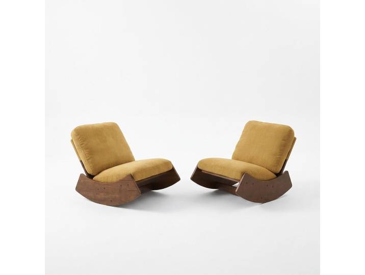 Oxeza Schaukelstuhl 2-teiliges Set Orange Cord, Mode, 61.5x71.9x90 cm, Wohnzimmer, Sessel, Schaukelstühle