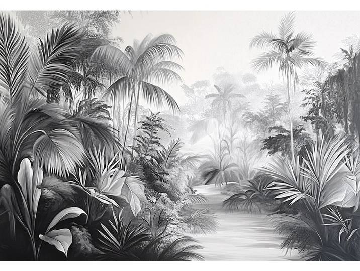 Tapete JUNGLE 4-teilig vliesfaser grau 416x290x1cm