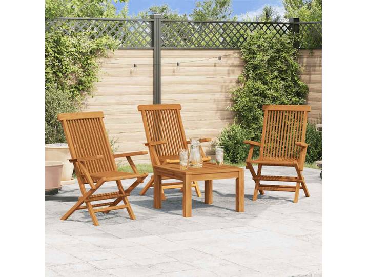 vidaXL Klappstühle, 3er-Set, für Garten und Terrasse, Teakholz