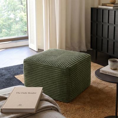 "Modern Multi-Functional Compression Ottoman, 27.6"" Ribbed Corduroy Upholstery Padded Foot Stool by GDFStudio"