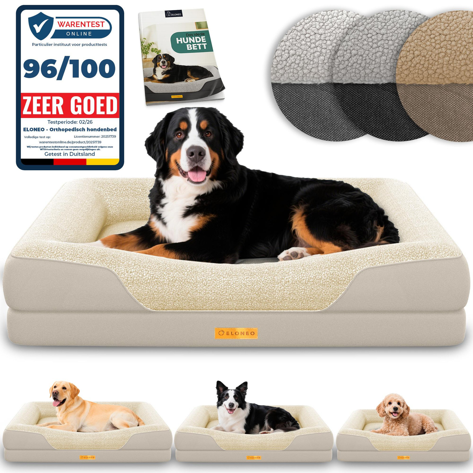 ELONEO Orthopedisch hondenbed maat XL - Crème