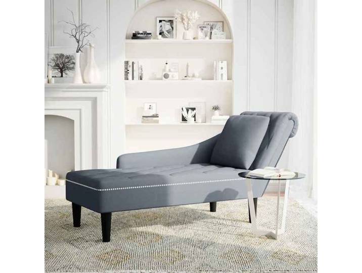 (SOLDES JUILLET)Fauteuil long - UU - Chaise de Canapé de Loisirs - et coussin et accoudoir droit gris foncé velours FR14009773