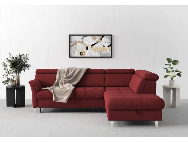 Ecksofa, Luxus-Microfaser, Bordeaux, 252×216 cm, Mit Bettfunktion & Stauraum, SIT & MORE