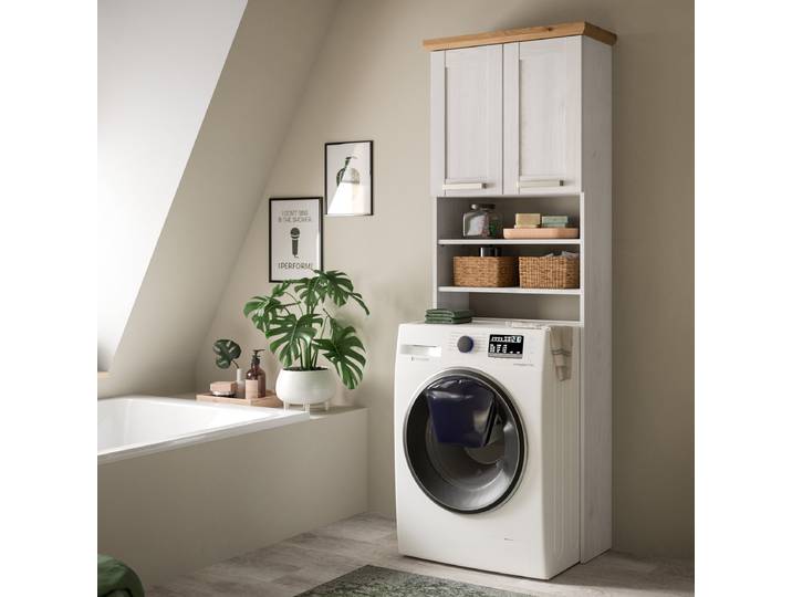 Surmeuble pour machine à laver Verona 68 x 187 x 26cm Blanc/Bois