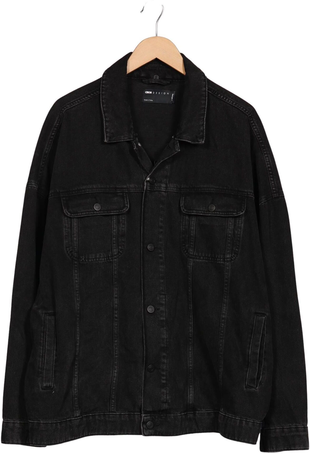 asos Herren Jacke, Schwarz, Gr. L, Baumwolle - Second Hand