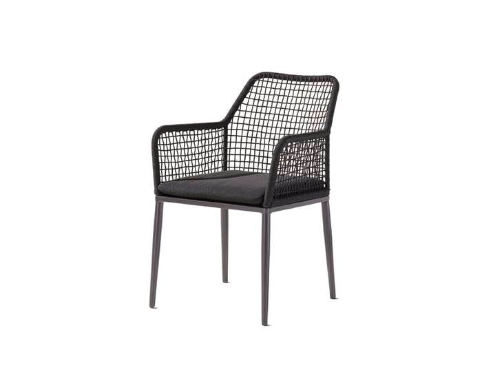 Dining Sessel, Aluminium, Eisengrau, 58,5×60 cm, Ergonomisch & Wetterbeständig, Modern