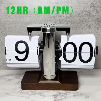 Uplift Picks Retro Automatic Flip Table Clock With Large Number Display white Wooden (12h)