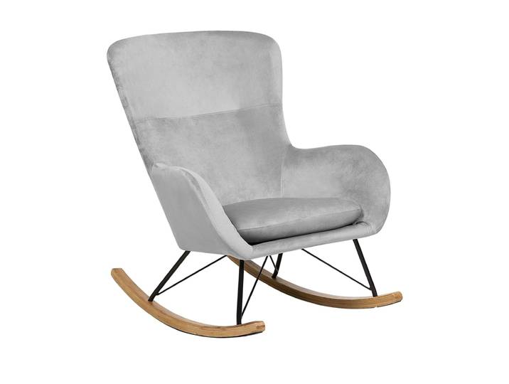 Fauteuil à bascule velours gris clair