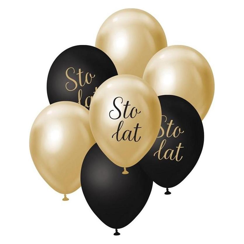 GoDan B&C Luftballons, goldener und schwarzer Strauss, 100 Jahre alt, 7 Stück (7x) (48020565)