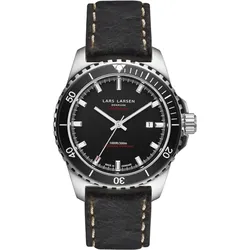 LARS LARSEN - FREDERIK - automatic diver silver - leather