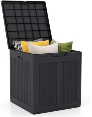 Costway 39 Gallon Deck Box with Lockable Lid Package Delivery Box for Patio Furniture Cushions-Brown