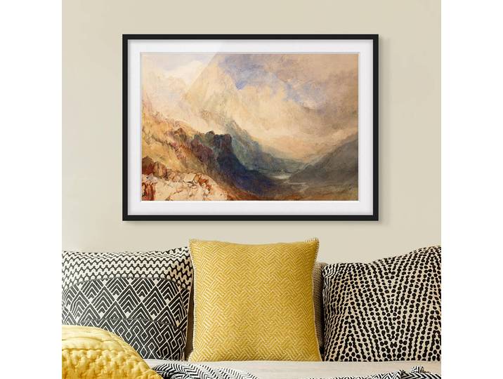 Bild William Turner Aostatal II Papier Rahmen: Echtholz, furniert: Kiefer Beige 70 x 50cm