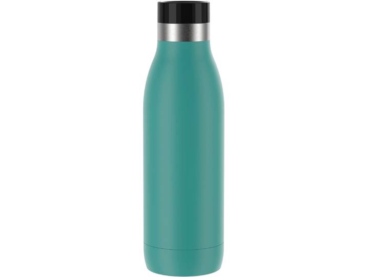 Isolierflasche EMSA Trinkflasche Bludrop , blau (petrol), H:21,5cm, Edelstahl, Trinkflaschen, Isolierflasche, Edelstahl, Quick-Press Deckel, 360 Trinkgenuss, 12h warm/24h kühl
