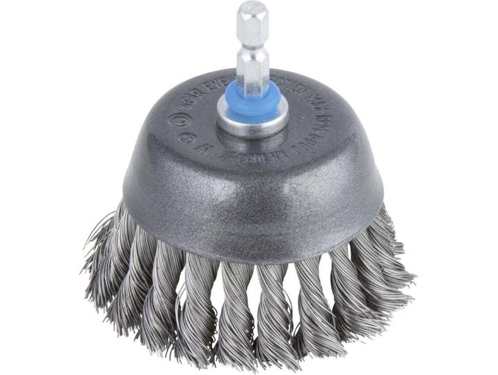 Brosse boisseau métallique torsadée\, tige 6 mm