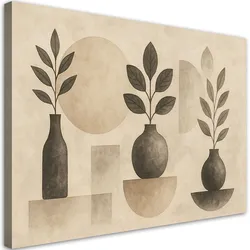 LEINWANDBILD Vasen Blätter Abstraktion Beige Minimalismus 60x40cm