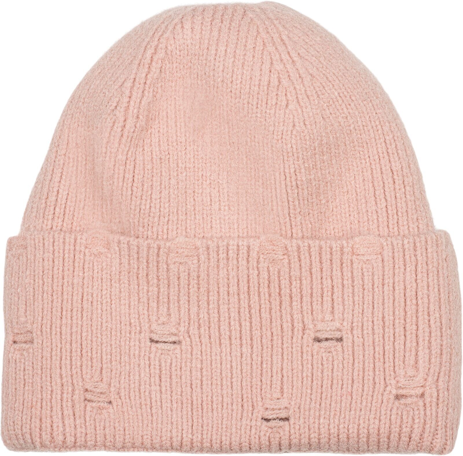 Strickmütze STYLEBREAKER "Strickmütze mit Rippenmuster und Rissen", Herren, rosa (altrose), 100% Polyacryl PAN., Modisch, Mützen Strickmütze
