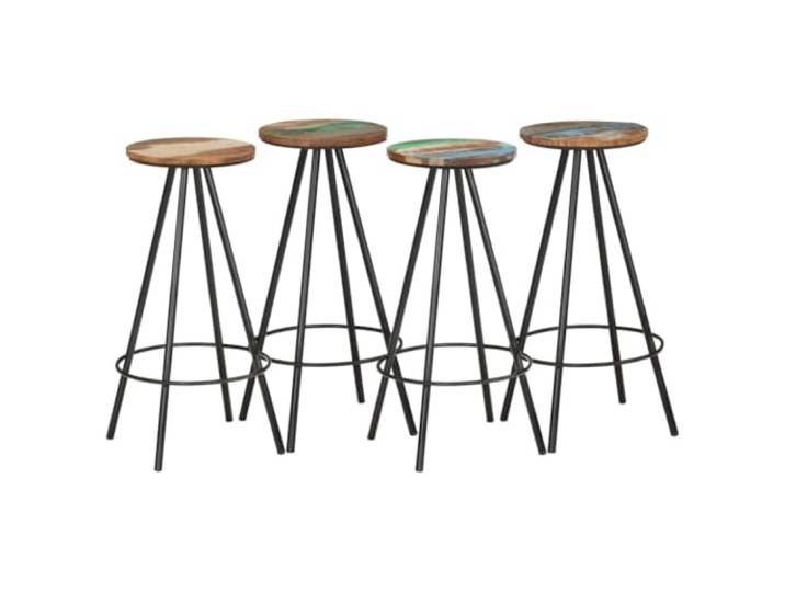 Barhocker, 4 Stück, aus Massivholz, Erholung, industrieller Stil Teakholz, Mango-Akazienholz, robuster Stahlrahmen, polierte Lackierung, Verwendung für Bar, Restaurant, Haus, Lieferung