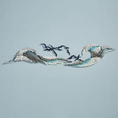 Copper Art Inc. Ocean Waves Wall Sculpture Set Blue Set of Three, Set of Three, Blue