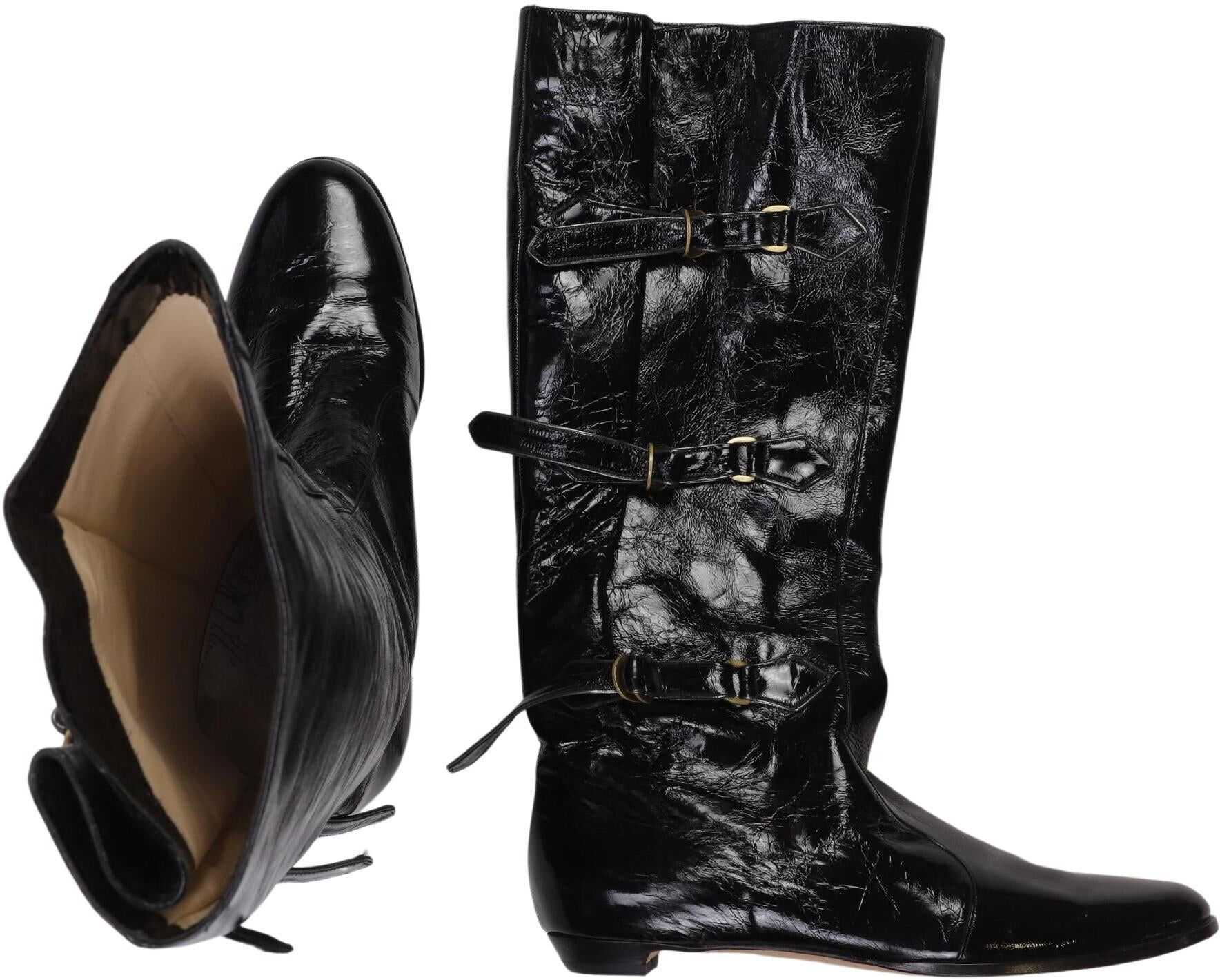 Jimmy Choo Damen Stiefel, Schwarz, Gr. EU 39.5, Leder - Second Hand