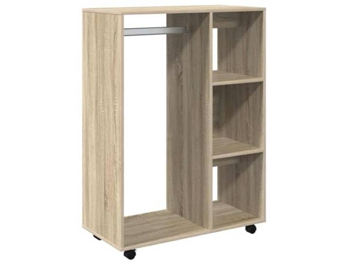 Dab Sonoma Schrank 80x40x110 cm mit Koli und Polen Offenes Fach, 3 Seitenfächer, leichte Reinigung, bewegliche Rollen, stabile Konstruktion