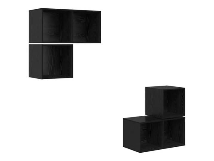 Roanoer TV-Schrank Set 4-TLG Hängend Schwarz Eichen-Optik Holzwerkstoff Platzsparende Wandboards für Schlafzimmer und Lounge. 6 Regalfächer bieten viel Raum für Mediengeräte und Dekoration.
