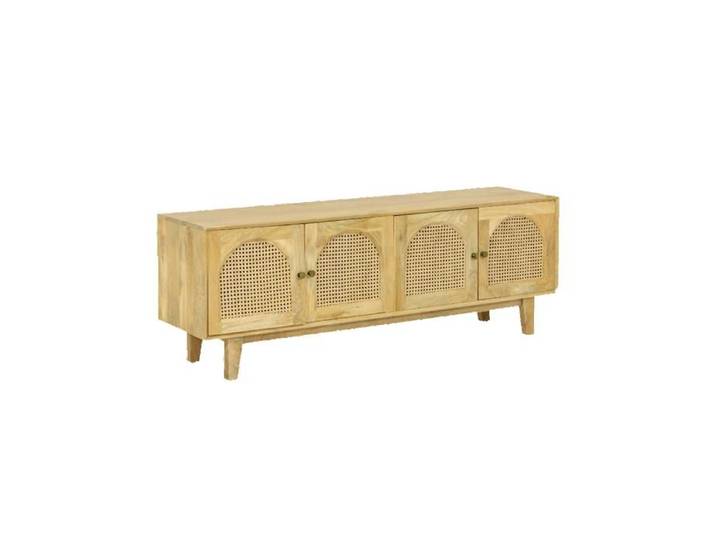 Meuble TV en bois de manguier et cannage Edana