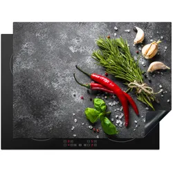 HERDABDECKPLATTE Pfeffer - Kräuter - Gewürze - Beton Herdabdeckung Induktionsfeld 70x52 cm