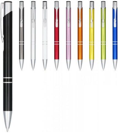 Penna a Sfera Moneta Alluminio Anodizzato Blu Clip Acciaio Personalizzate o neutre