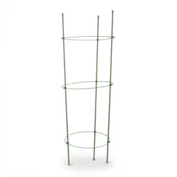 Relaxdays Rankhilfe Tomaten, 2er Set, Höhenverstellbare Ringe, Pflanzstäbe, Balkon, Beet, Kunststoff, 76 cm lang, Grün