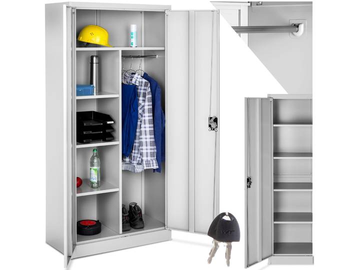 Vestiaire métallique comprenant 6 casiers et 1 penderie intégrée - gris, 80 cm