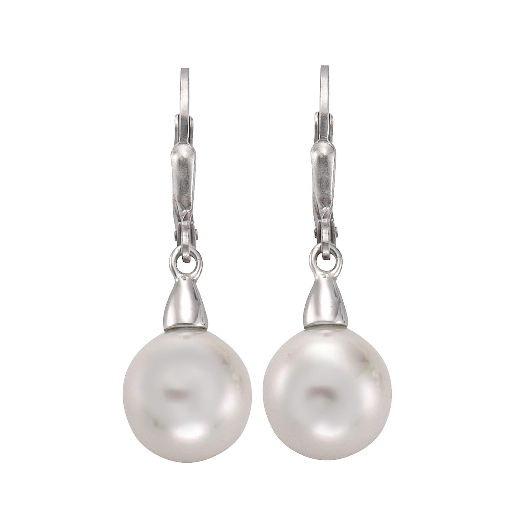 Zeeme Pearls Ohrringe Silber 925 rhodiniert mit weißer Muschelkernperle