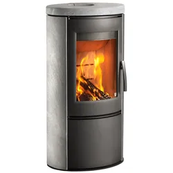 Varde  Kaminofen  Shape  2  mit  Topplatte  offen  Speckstein  Stahl  grau  (5,4  kW)