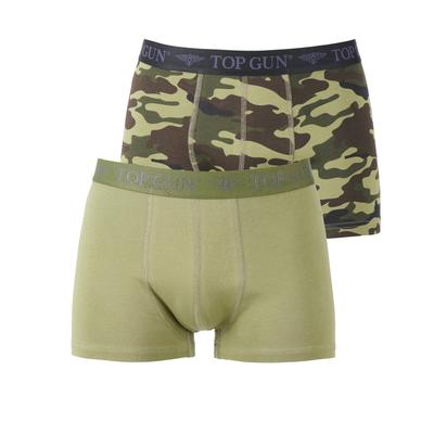 Boxershorts TOP GUN "Doppelpack TGUW001", Herren, Gr. 50 (M), grün (camo, olive), Obermaterial: 95% Baumwolle, 5% Elastan, Unterhosen