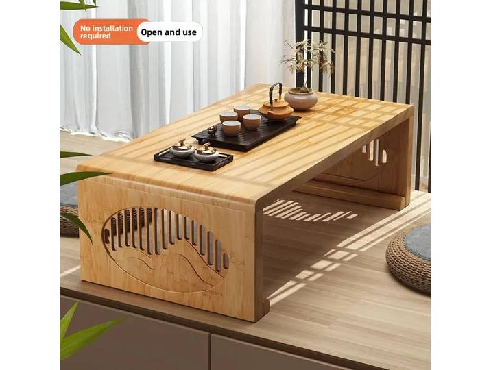 Table basse pliante de style chinois moderne pour balcon, table à thé tatami Nanzhu, table kang japonaise, petite table de fenêtre en baie.
