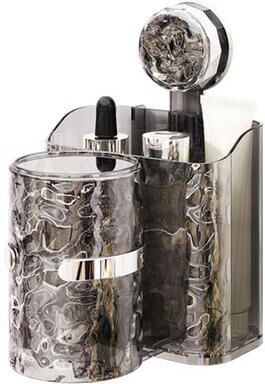 Inspired Deals Wall Mounted Toothbrush Organizer Bathroom Storage Rack Transparent Space Saving Holder transparent Gray