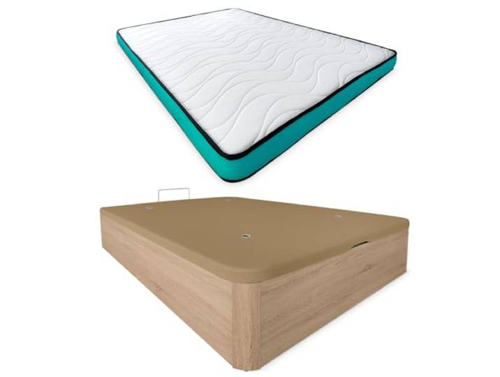 Mattfy Viskoelastische Matratze Vega, wendbar, mit klappbarem Holzbett, großes Fassungsvermögen, 105 x 190 cm