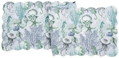 C & F Enterprises Inc Shoreline Waters Table Runner Multi Cool 14 x 51, 14 x 51, Multi Cool