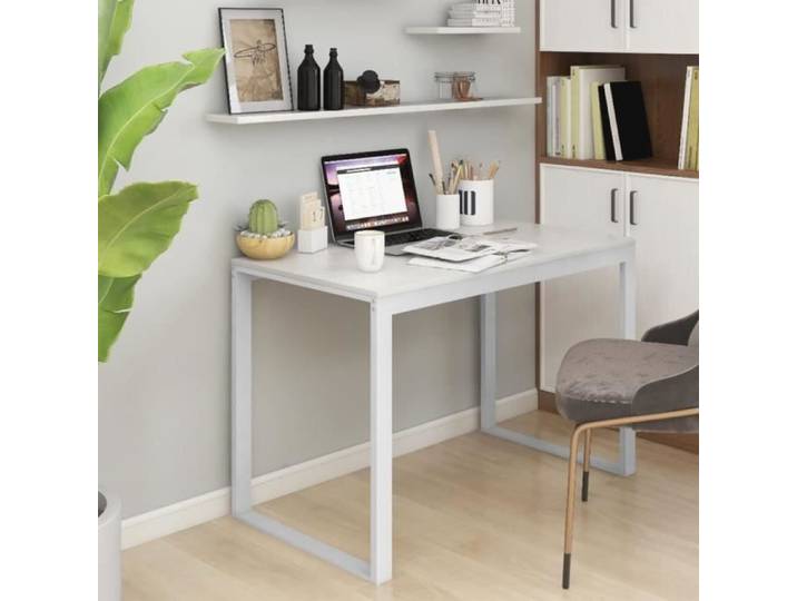 Bureau d'ordinateur Jill's - Blanc 110x60x73 cm - Style classique - Métal et aggloméré