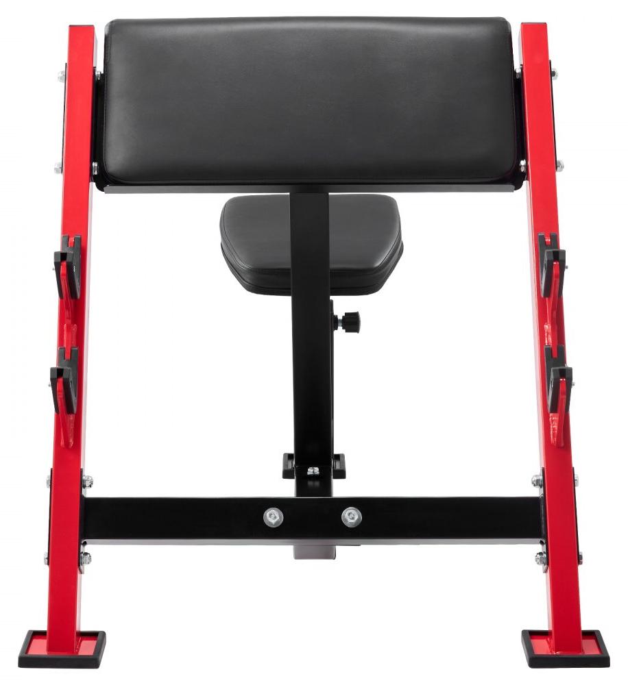 Preacher Curl Bank - Schwarz-Rot - Tragfähigkeit: 300 kg - Kohlenstoffstahl