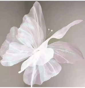 Inspire Curations 3D Simulated Butterfly Decoration Oversized Silk Party & Photography Prop white 1pc