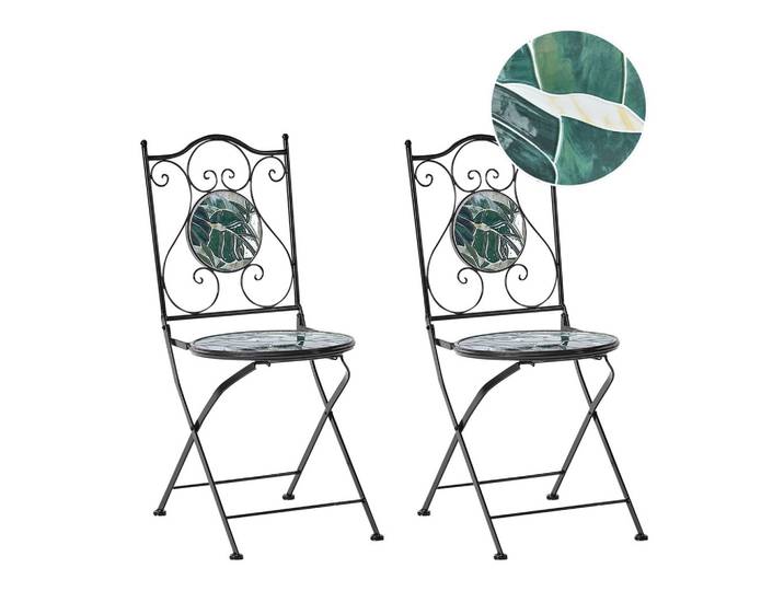 GARTENSTUHL 2er-Set Metall Schwarz Cozzana