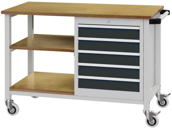 Établi l.1200xP540xH859mm hêtre Multiplex gris clair/gris anthracite ; Bedrunka+Hirth (04.512.05 7035/7016)